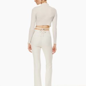 Babaton Aritzia Sculpt Knit Tie Back Long Sleeve Top